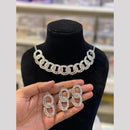 Hira Collection Elegant Rhodium Plated Austrian Stone & Pearl Necklace Set