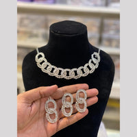 Hira Collection Elegant Rhodium Plated Austrian Stone & Pearl Necklace Set