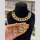Hira Collection Elegant Rhodium Plated Austrian Stone & Pearl Necklace Set