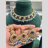 Hira Collection Premium Crystal Stone Pearl And Beaded Necklace Set