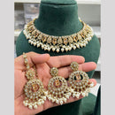 Hira Collection Premium Crystal Stone Pearl And Beaded Necklace Set