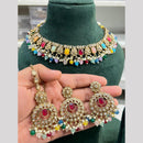 Hira Collection Premium Crystal Stone Pearl And Beaded Necklace Set