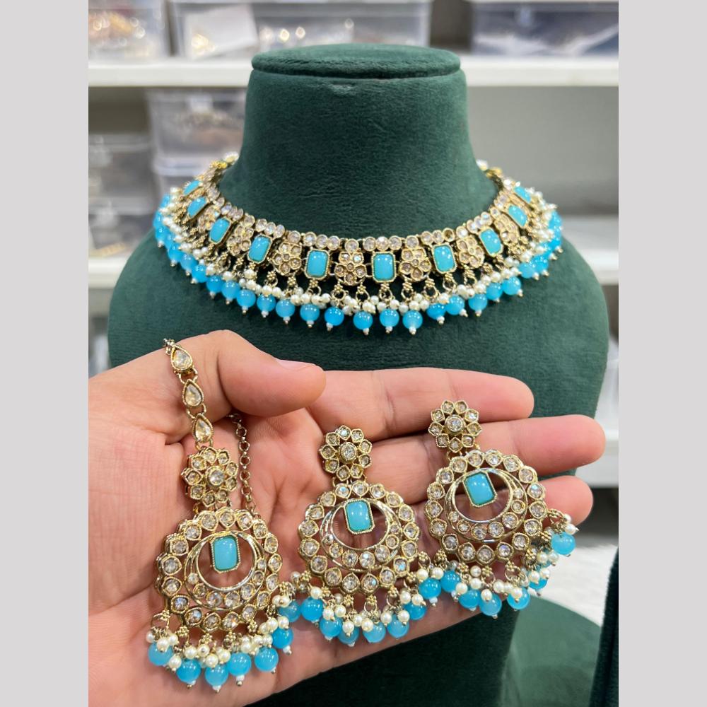 Hira Collection Premium Crystal Stone Pearl And Beaded Necklace Set