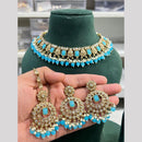 Hira Collection Premium Crystal Stone Pearl And Beaded Necklace Set