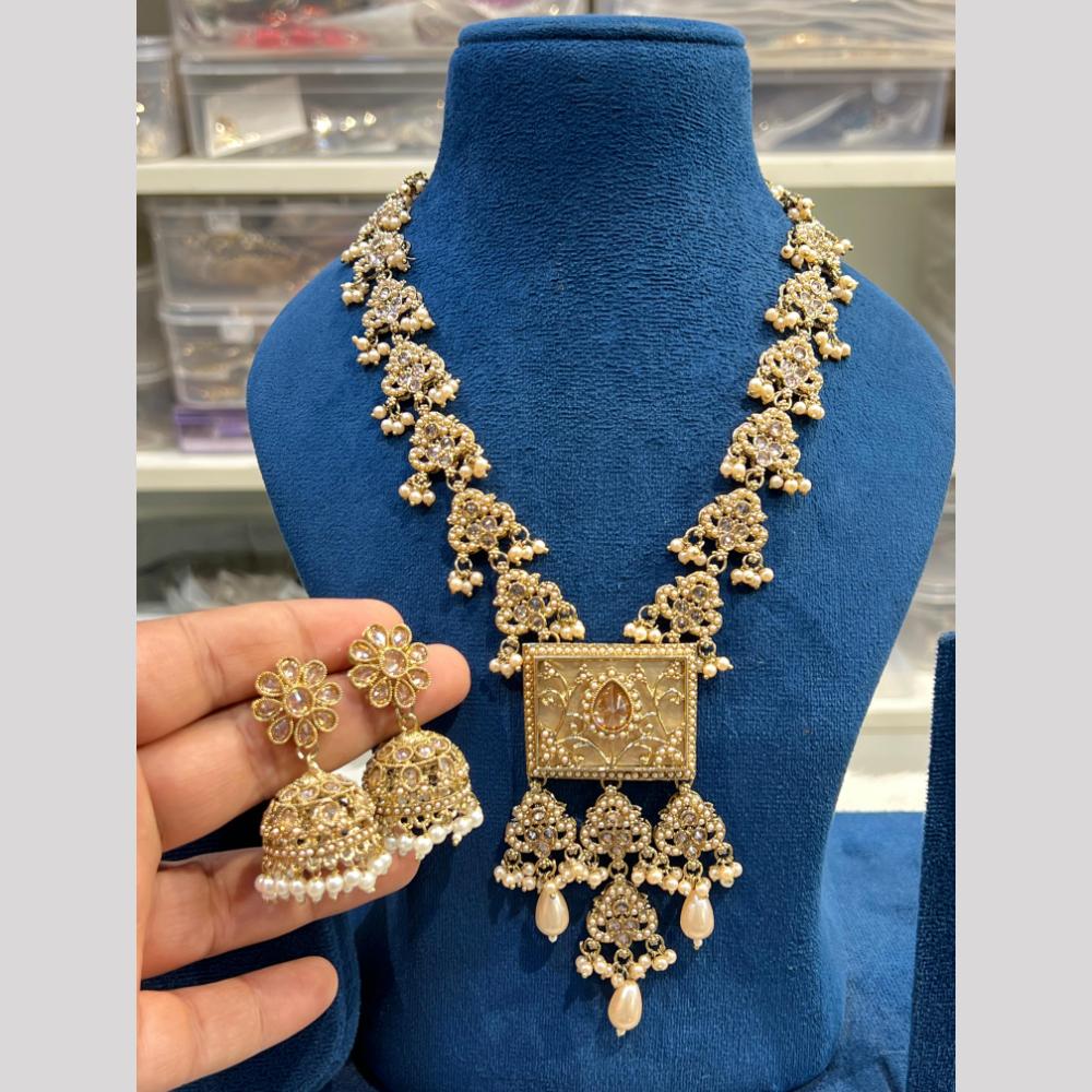 Hira Collection Premium Crystal Stone Pearl And Beaded Necklace Set