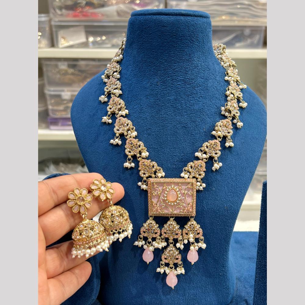 Hira Collection Premium Crystal Stone Pearl And Beaded Necklace Set