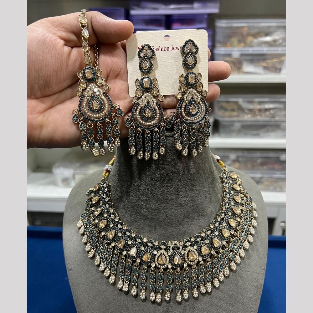 Hira Collection Premium Crystal Stone And Pearl Necklace Set