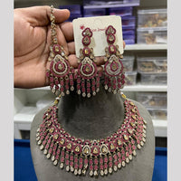 Hira Collection Premium Crystal Stone And Pearl Necklace Set