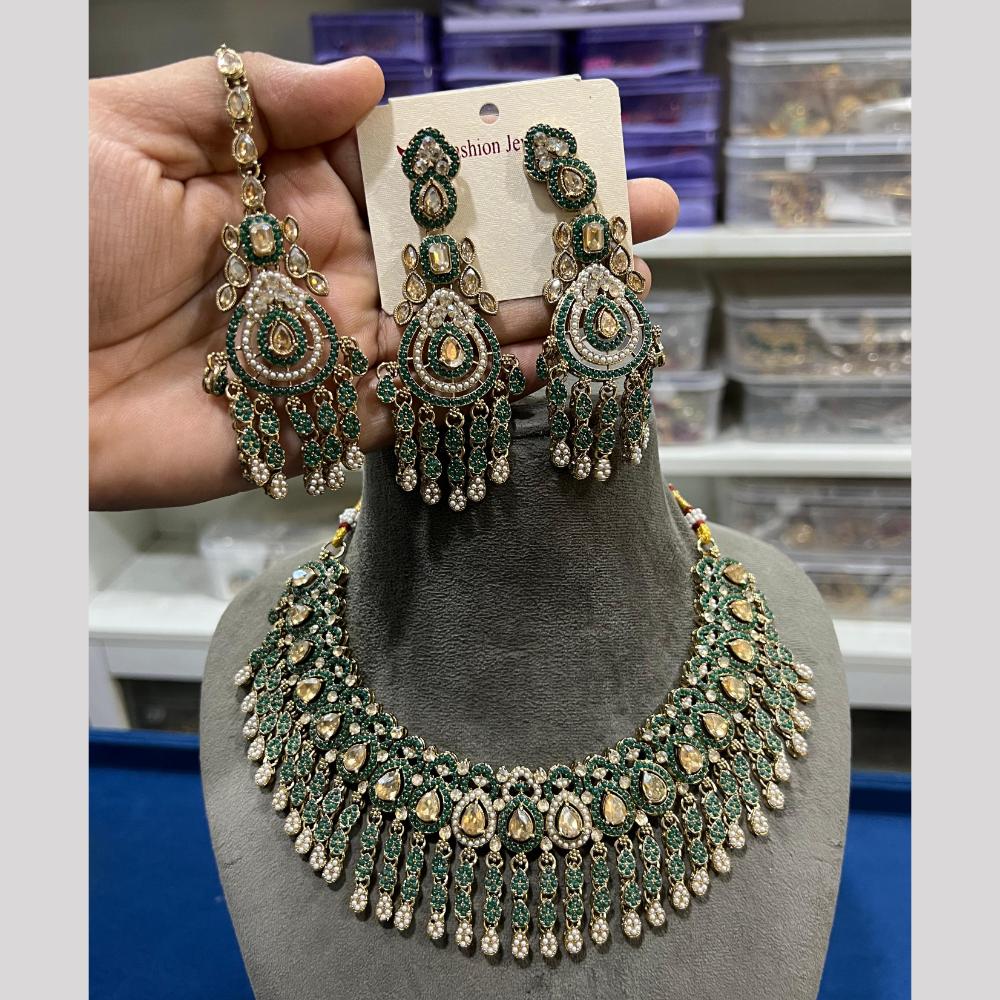 Hira Collection Premium Crystal Stone And Pearl Necklace Set