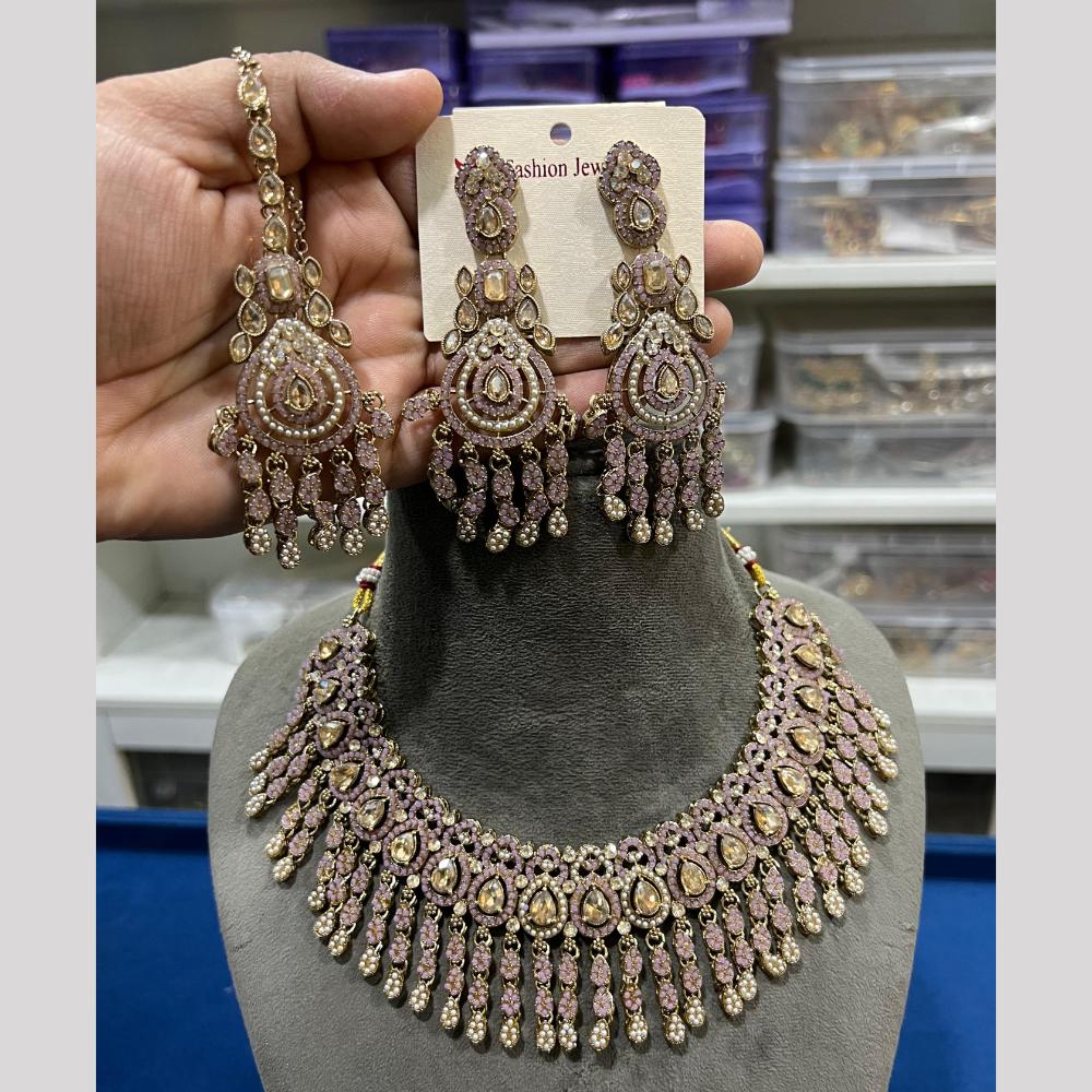 Hira Collection Premium Crystal Stone And Pearl Necklace Set