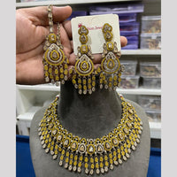 Hira Collection Premium Crystal Stone And Pearl Necklace Set