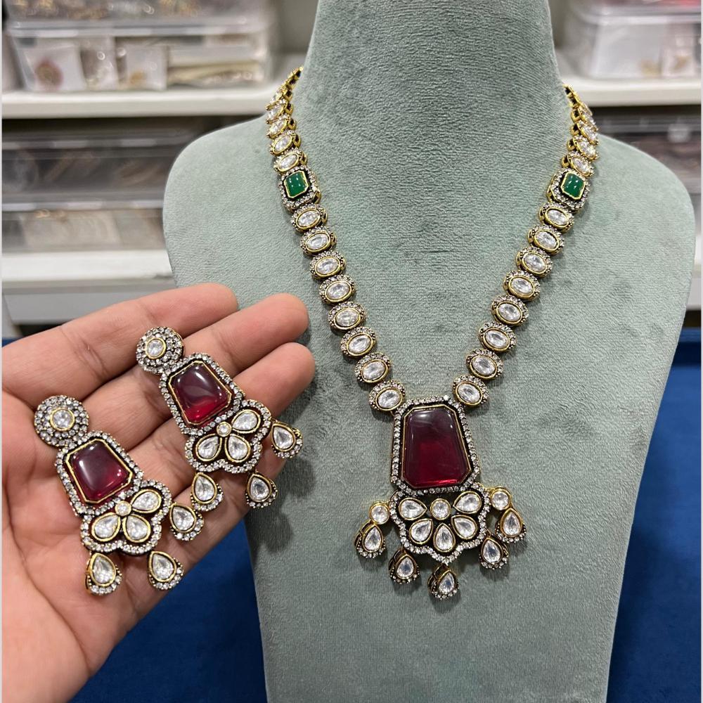 Hira Collection Festive Kundan And Austrian Stone Pearl Necklace Set
