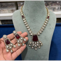 Hira Collection Festive Kundan And Austrian Stone Pearl Necklace Set