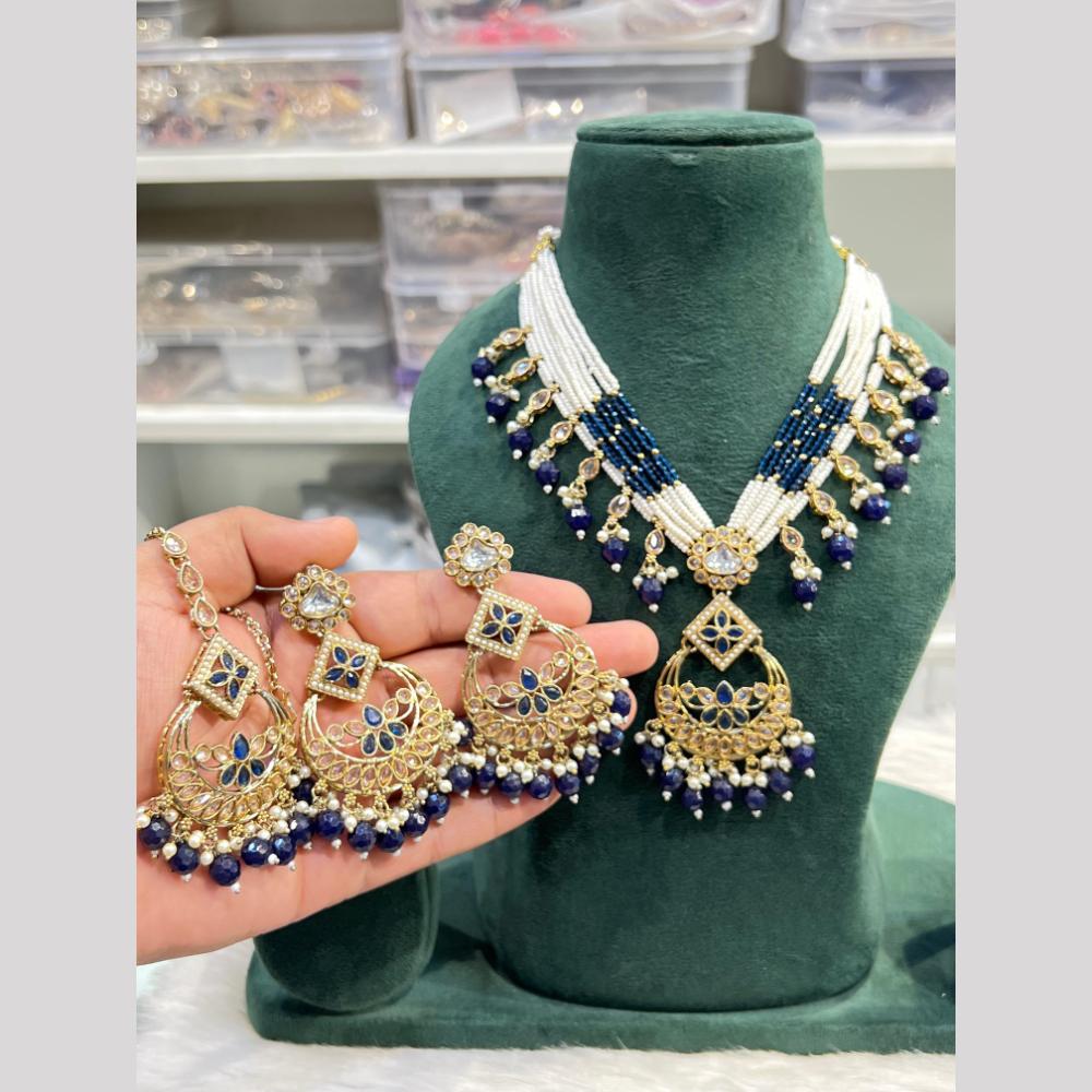 Hira Collection Festive Kundan And Crystal  Stone Pearl Necklace Set