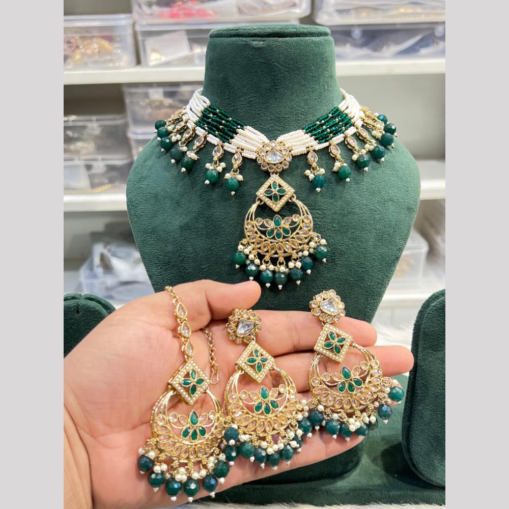 Hira Collection Festive Kundan And Crystal  Stone Pearl Necklace Set