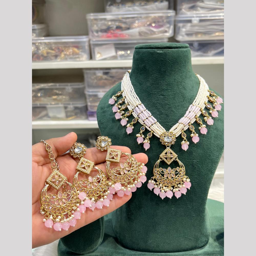 Hira Collection Festive Kundan And Crystal  Stone Pearl Necklace Set