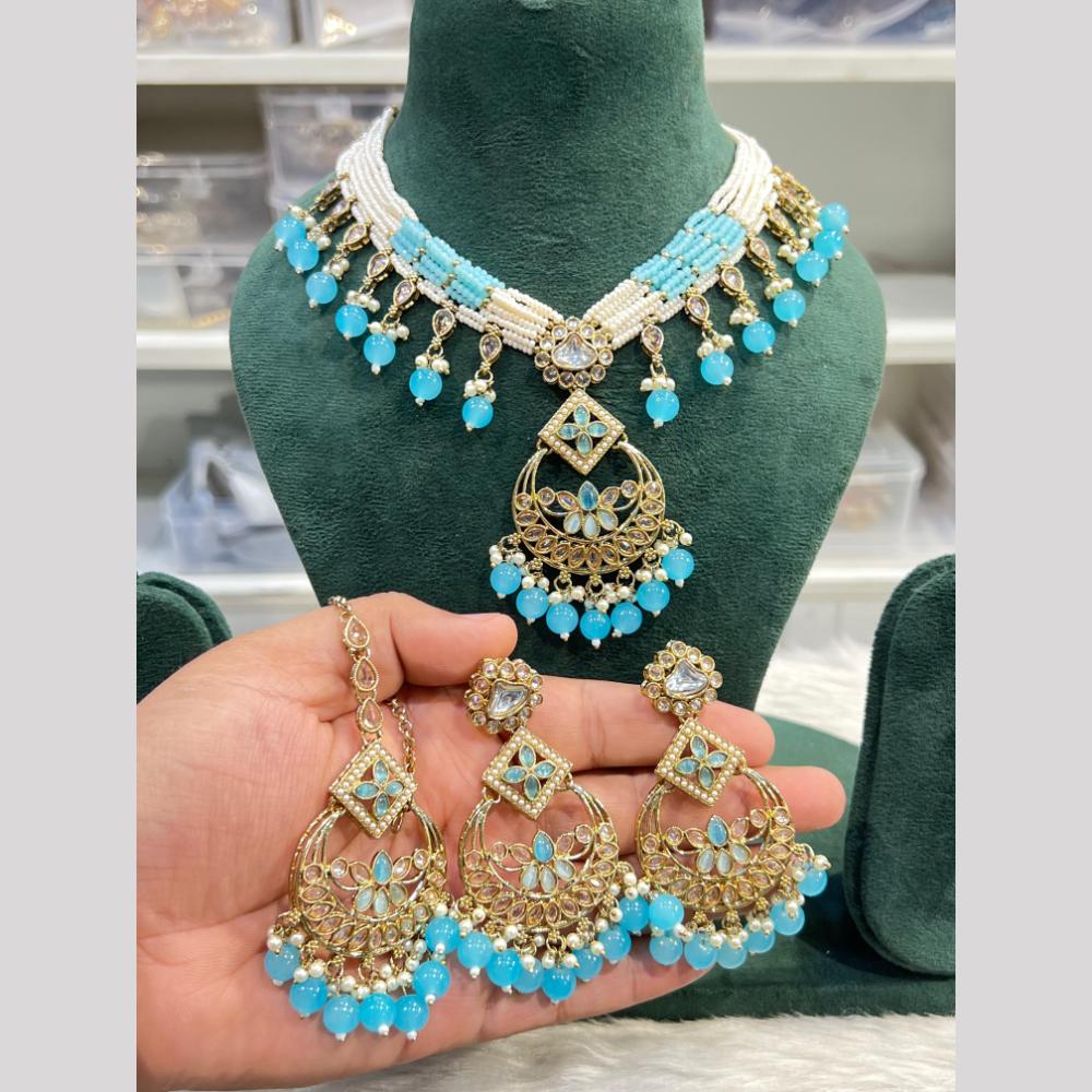 Hira Collection Festive Kundan And Crystal  Stone Pearl Necklace Set