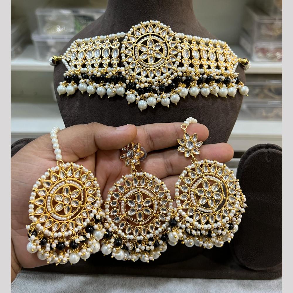 Hira Collection Designer Kundan Stone And Beads Heavy Choker Necklace Set