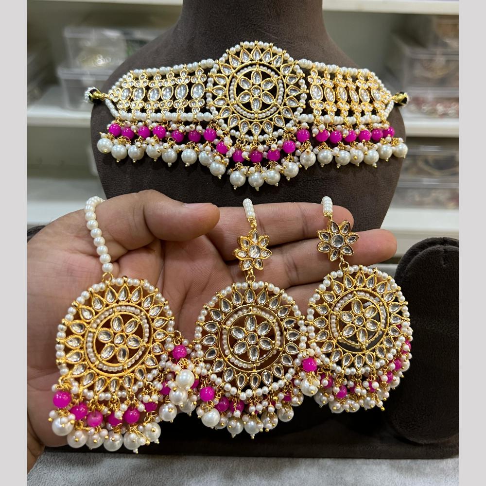 Hira Collection Designer Kundan Stone And Beads Heavy Choker Necklace Set