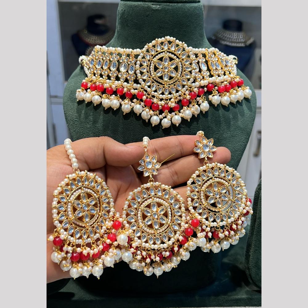 Hira Collection Designer Kundan Stone And Beads Heavy Choker Necklace Set