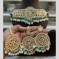 Hira Collection Designer Kundan Stone And Beads Heavy Choker Necklace Set