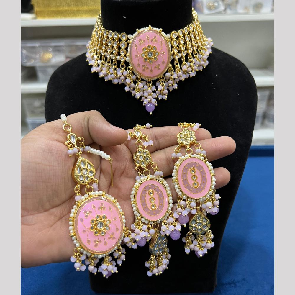 Hira Collection Designer Kundan Stone And Beads Heavy Choker Necklace Set
