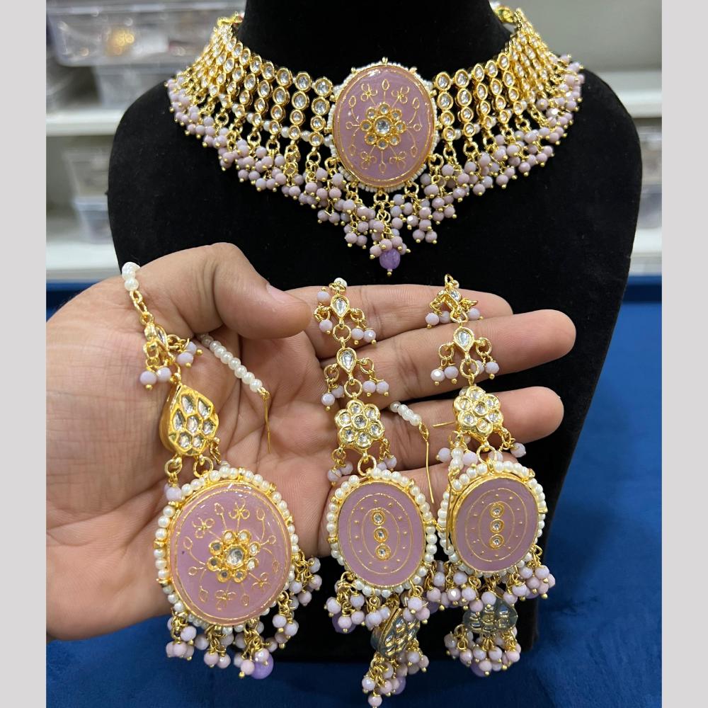 Hira Collection Designer Kundan Stone And Beads Heavy Choker Necklace Set