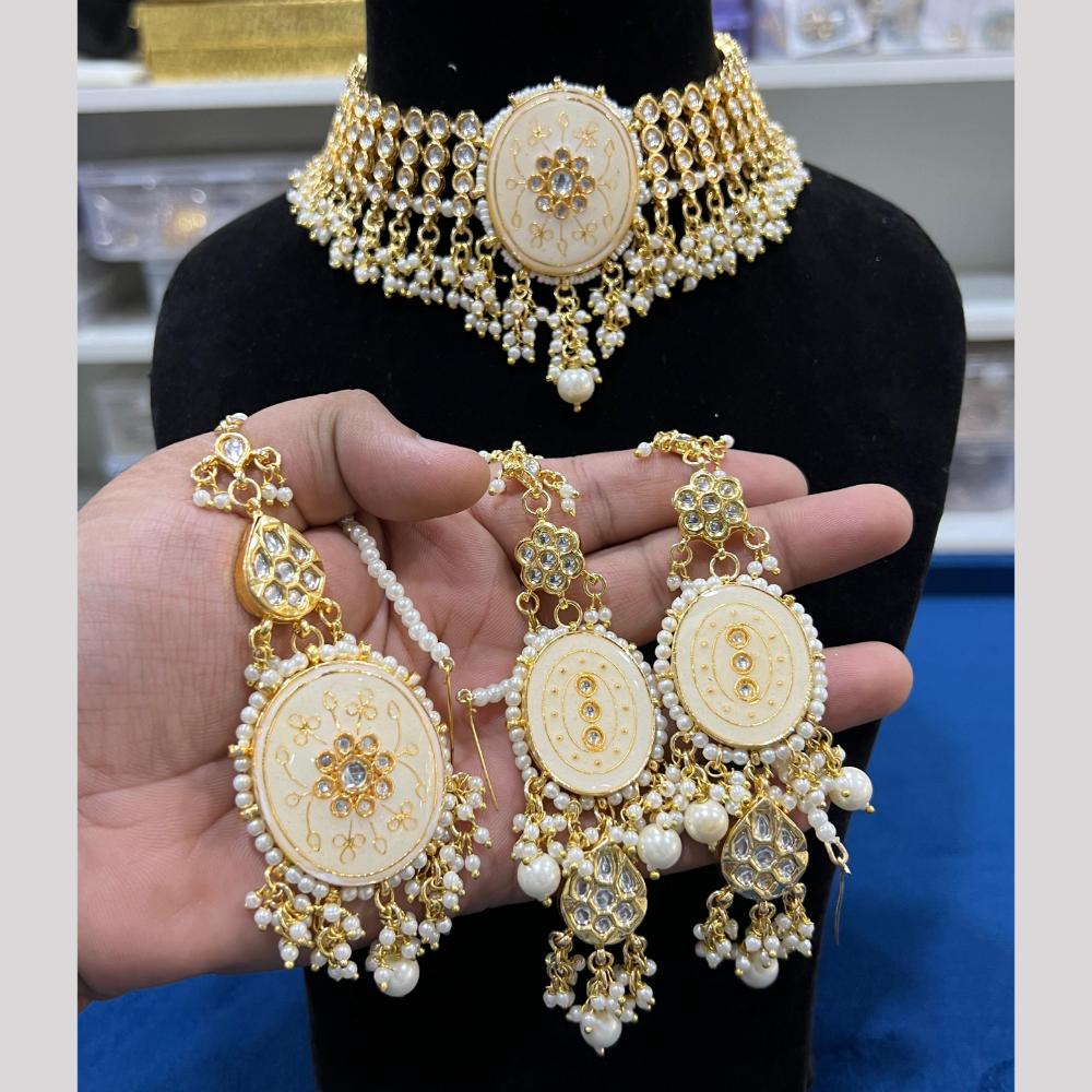 Hira Collection Designer Kundan Stone And Beads Heavy Choker Necklace Set