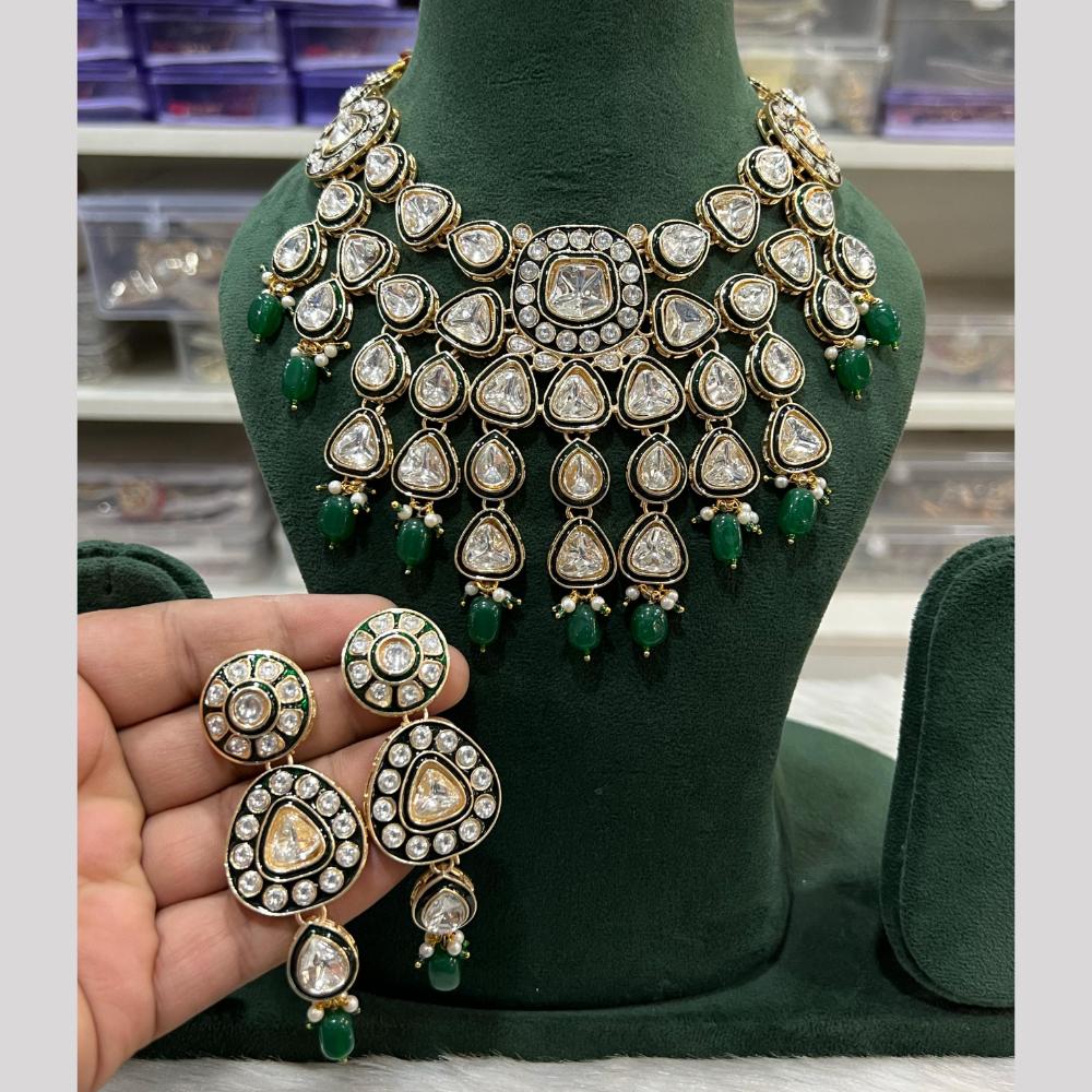 Hira Collection Premium Kundan Stone And Beaded Meenakari Necklace Set