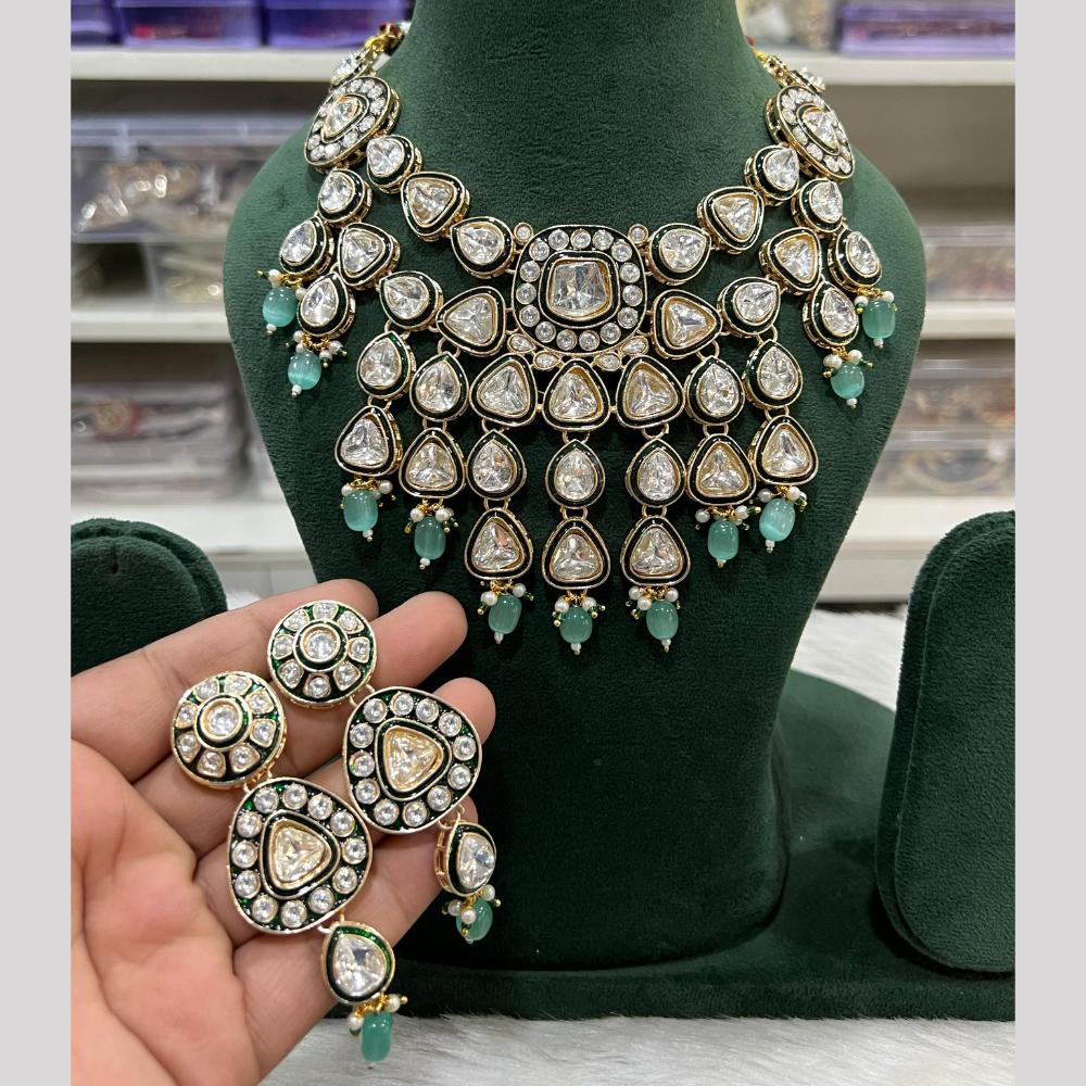Hira Collection Premium Kundan Stone And Beaded Meenakari Necklace Set