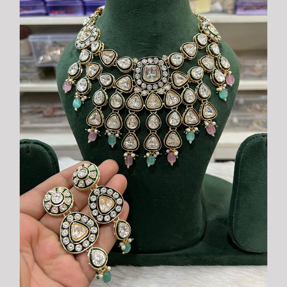 Hira Collection Premium Kundan Stone And Beaded Meenakari Necklace Set