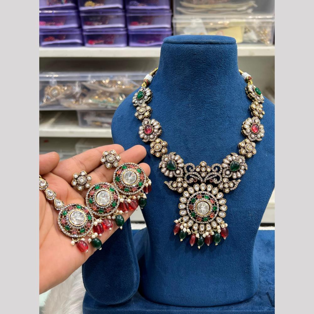 Hira Collection Festive Kundan And Austrian Stone Pearl Necklace Set