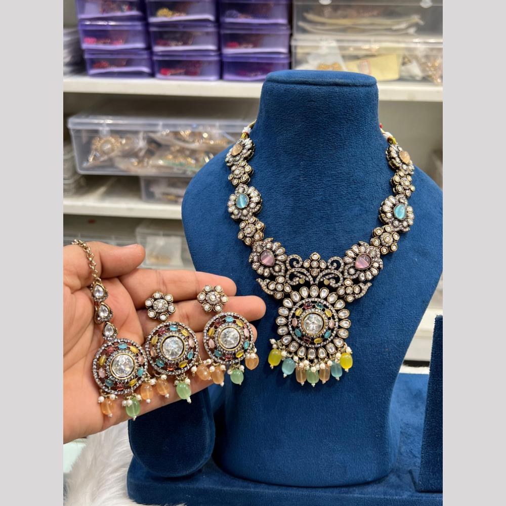 Hira Collection Festive Kundan And Austrian Stone Pearl Necklace Set
