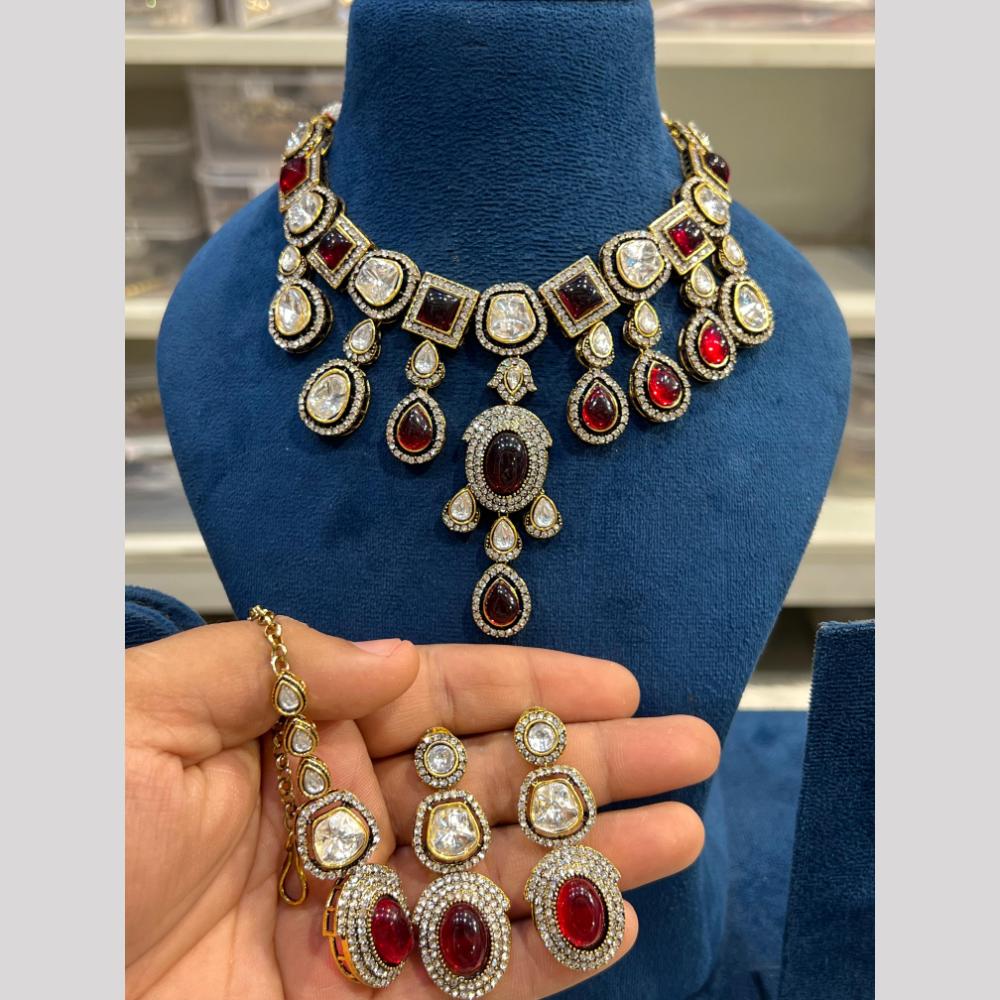 Hira Collection Festive Pota And Austrian Stone Necklace Set