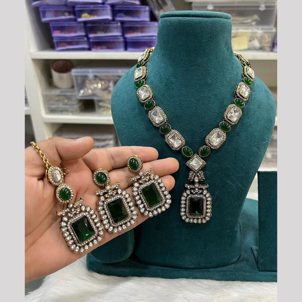 Hira Collection Festive Pota And Austrian Stone Necklace Set