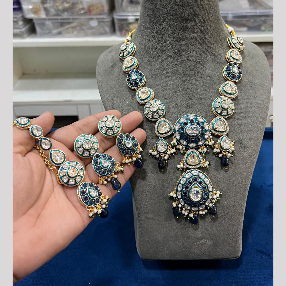 Hira Collection Premium Kundan Stone And Beaded Meenakari Necklace Set