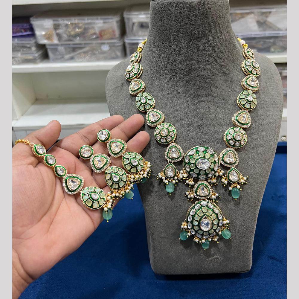 Hira Collection Premium Kundan Stone And Beaded Meenakari Necklace Set