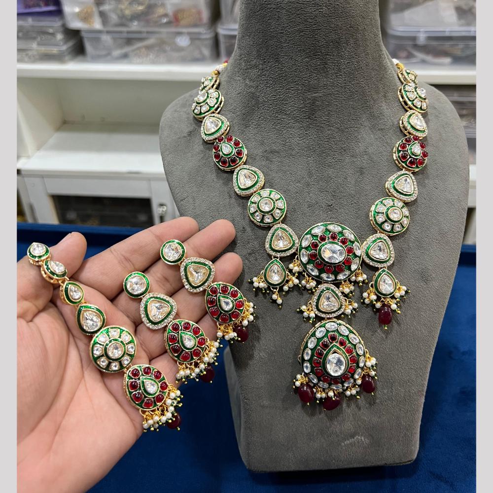 Hira Collection Premium Kundan Stone And Beaded Meenakari Necklace Set