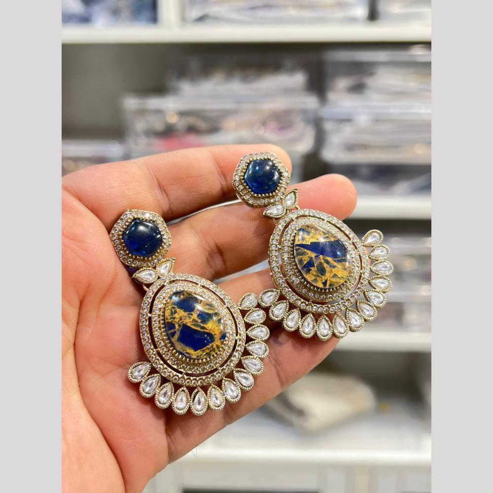Hira Collection Designer Druzy Crystal Stone Hanging Earrings