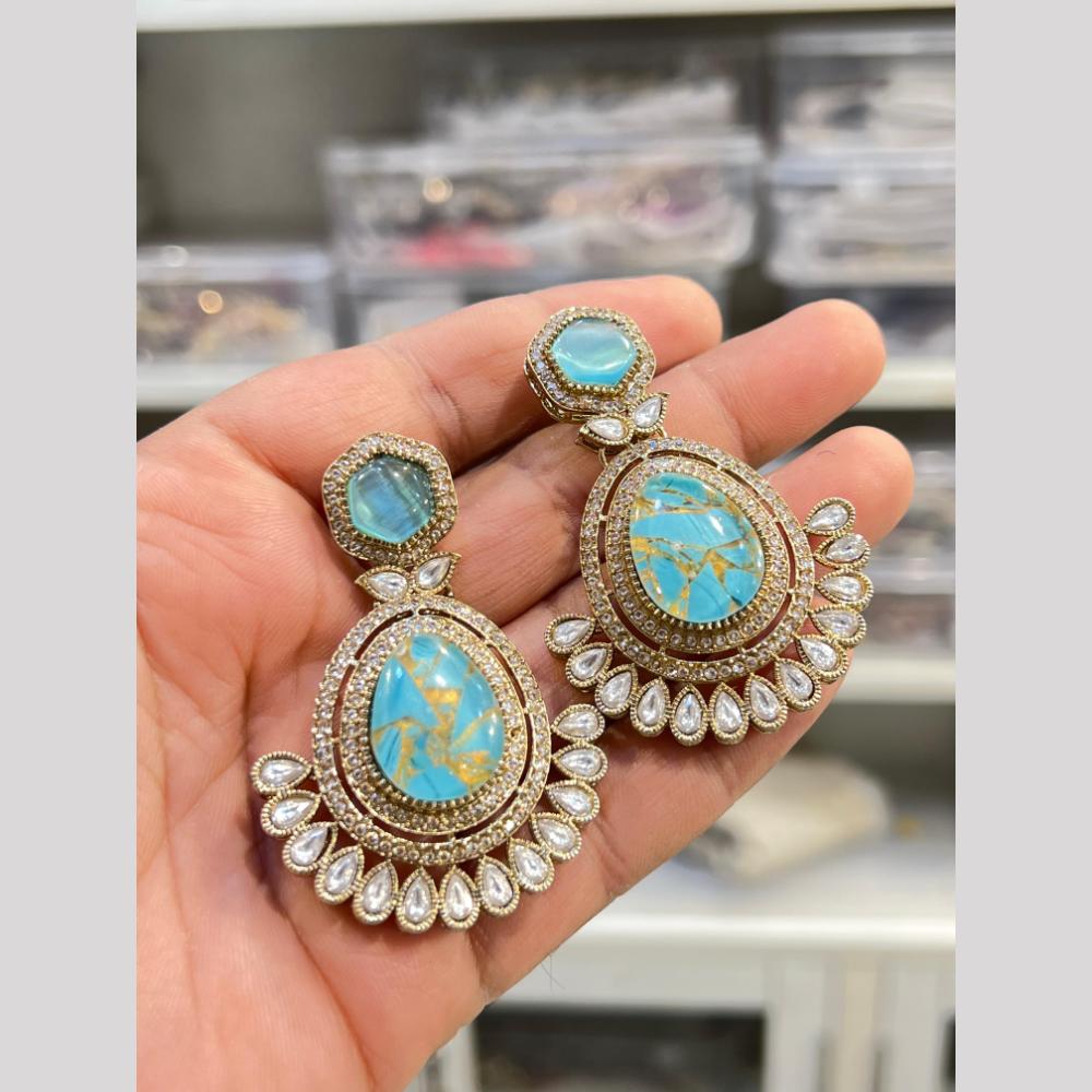 Hira Collection Designer Druzy Crystal Stone Hanging Earrings