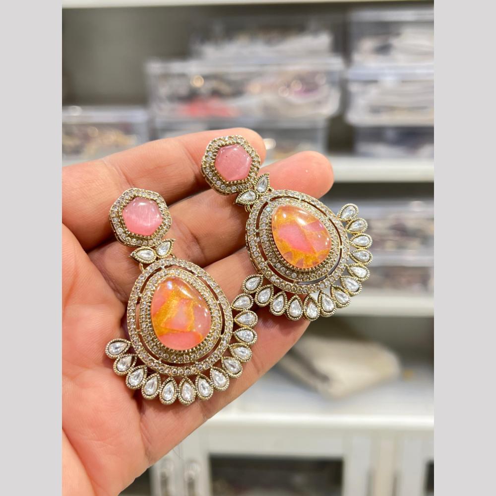 Hira Collection Designer Druzy Crystal Stone Hanging Earrings