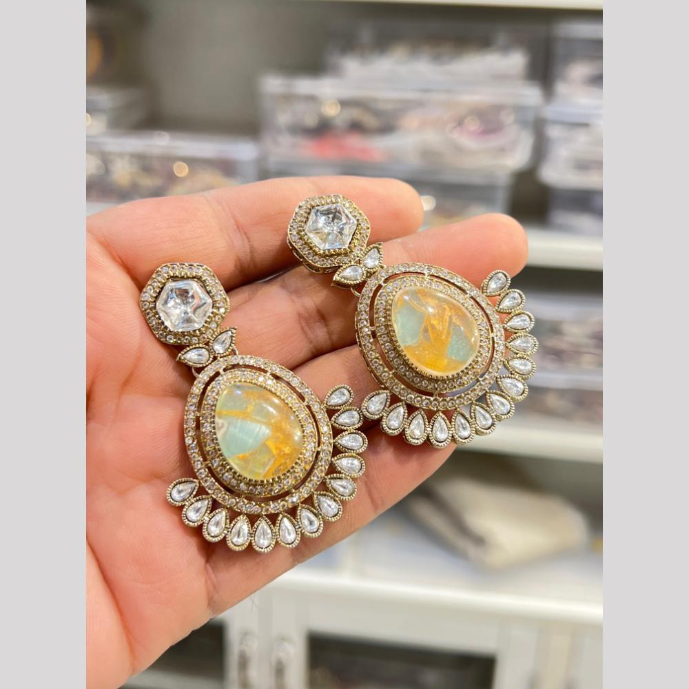 Hira Collection Designer Druzy Crystal Stone Hanging Earrings
