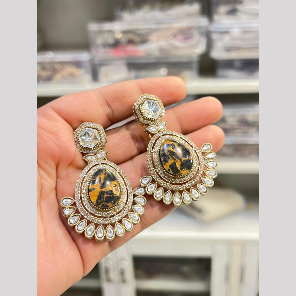 Hira Collection Designer Druzy Crystal Stone Hanging Earrings