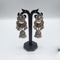 Hira Collections Dual Finish Two-Toned Jhumki Dangler Earrings for Weddings and Festive Wear