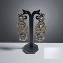 Hira Collections Dual Finish Two-Toned Jhumki Dangler Earrings for Weddings and Festive Wear