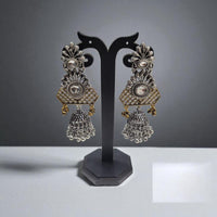 Hira Collections Dual Finish Two-Toned Jhumki Dangler Earrings for Weddings and Festive Wear
