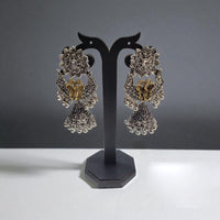 Hira Collections Dual Finish Two-Toned Jhumki Dangler Earrings for Weddings and Festive Wear