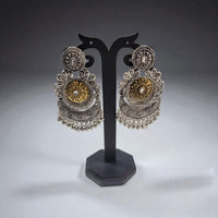 Hira Collections Dual Finish Two-Toned Jhumki Dangler Earrings for Weddings and Festive Wear