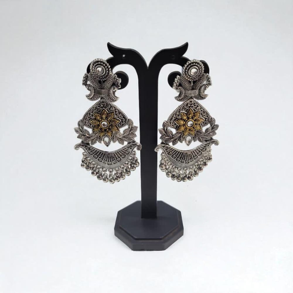 Hira Collections Antique Two-Toned Jhumki Danglers with Modern Touch