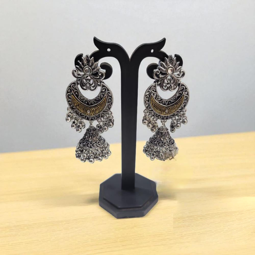 Hira Collections Antique Two-Toned Jhumki Danglers with Modern Touch